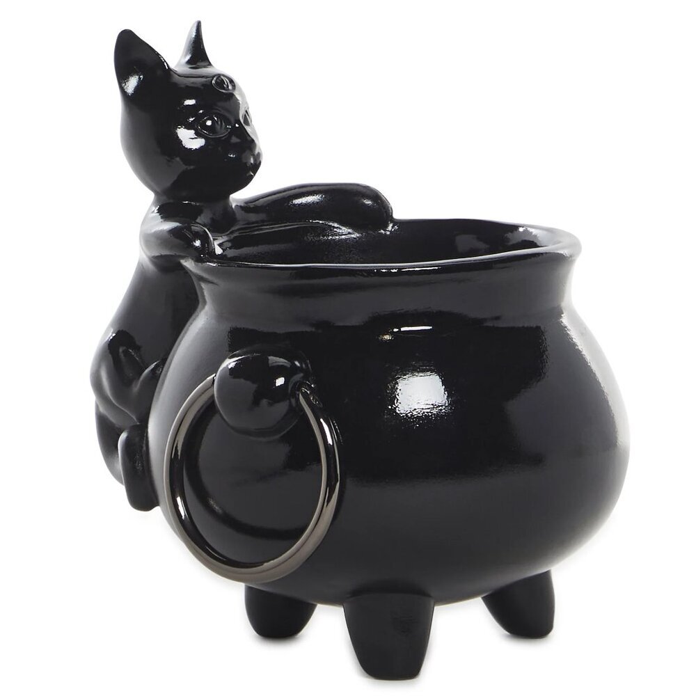 Dolls Kill Purrfect Potion Figural Ceramic Cat and Cauldron Candy Dish